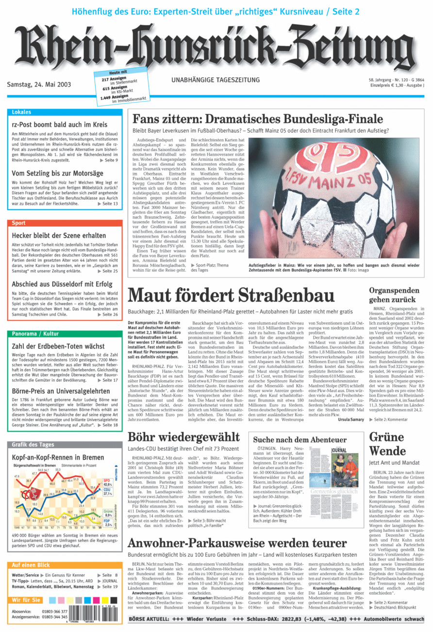 Rhein-Hunsrück-Zeitung vom Samstag, 24.05.2003