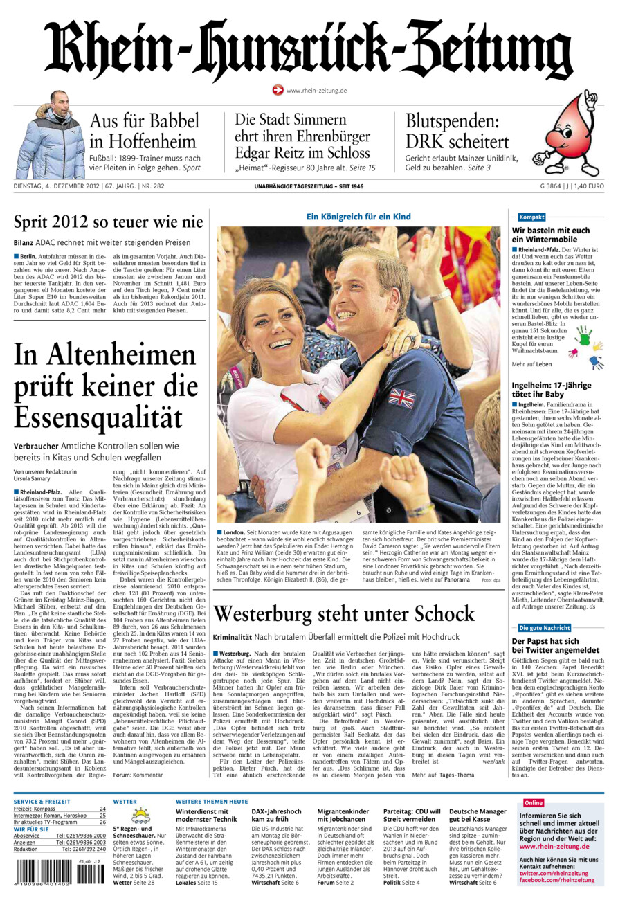 Rhein-Hunsrück-Zeitung vom Dienstag, 04.12.2012