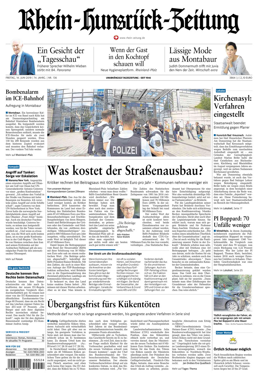 Rhein-Hunsrück-Zeitung vom Freitag, 14.06.2019