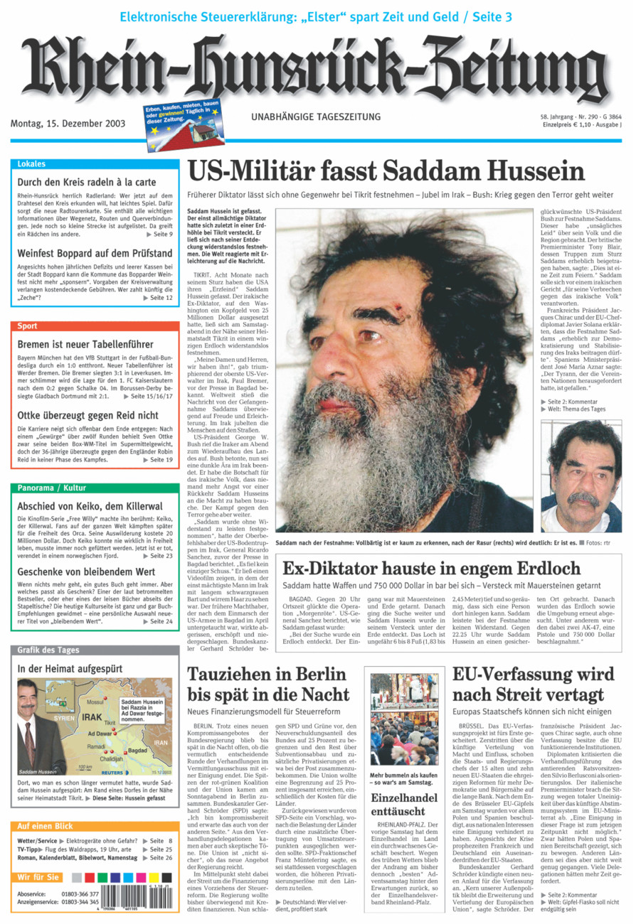 Rhein-Hunsrück-Zeitung vom Montag, 15.12.2003