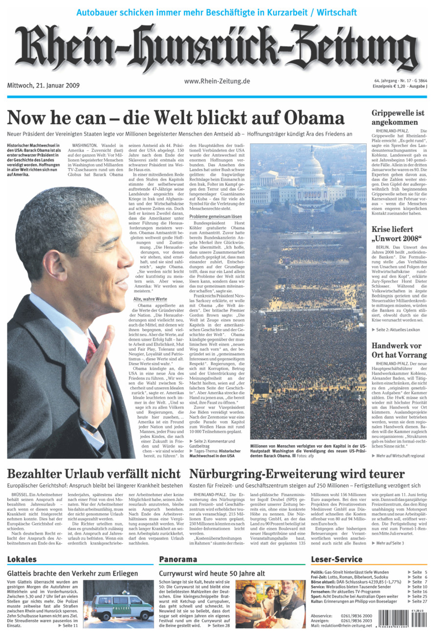 Rhein-Hunsrück-Zeitung vom Mittwoch, 21.01.2009