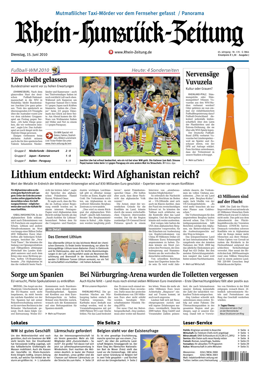 Rhein-Hunsrück-Zeitung vom Dienstag, 15.06.2010