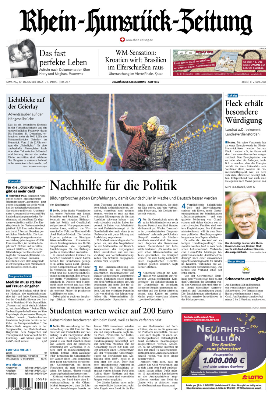 Rhein-Hunsrück-Zeitung vom Samstag, 10.12.2022