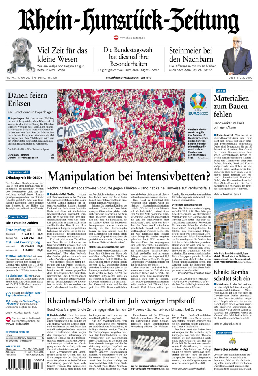Rhein-Hunsrück-Zeitung vom Freitag, 18.06.2021