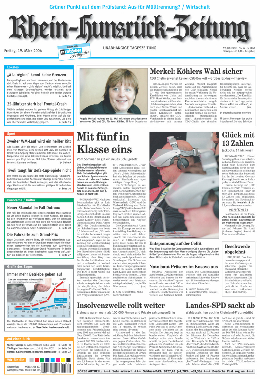 Rhein-Hunsrück-Zeitung vom Freitag, 19.03.2004