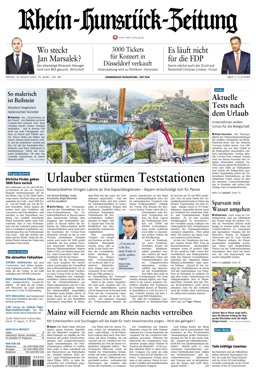 Rhein-Hunsrück-Zeitung vom Freitag, 14.08.2020