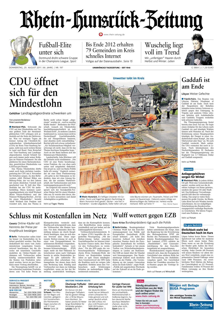 Rhein-Hunsrück-Zeitung vom Donnerstag, 25.08.2011