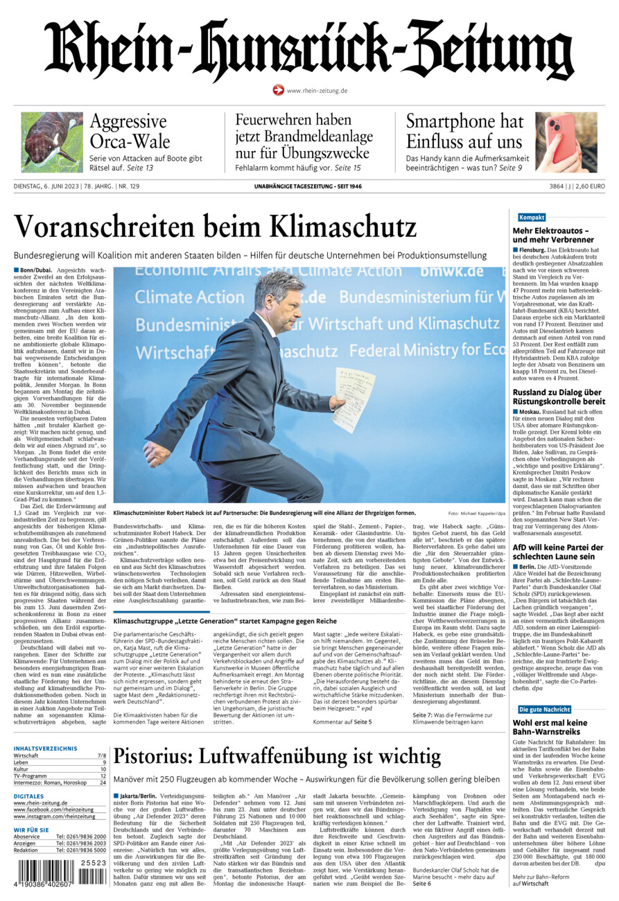 Rhein-Hunsrück-Zeitung vom Dienstag, 06.06.2023