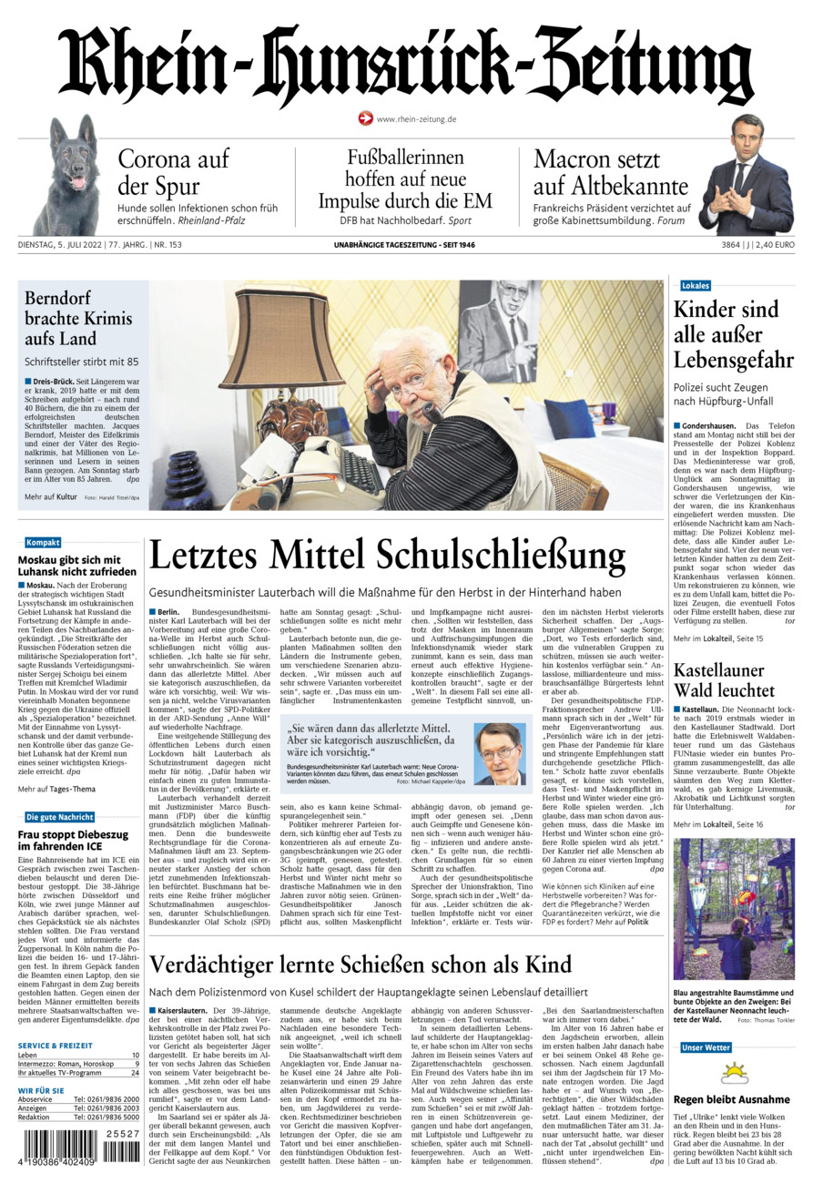 Rhein-Hunsrück-Zeitung vom Dienstag, 05.07.2022