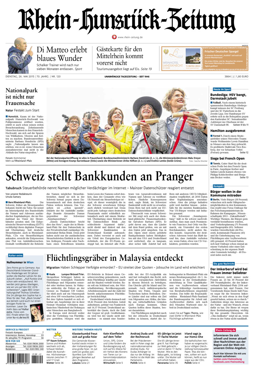 Rhein-Hunsrück-Zeitung vom Dienstag, 26.05.2015