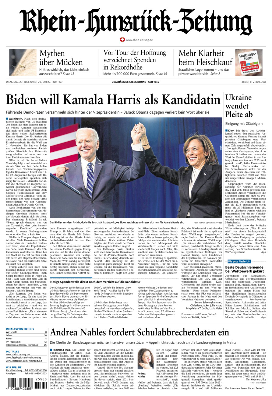 Rhein-Hunsrück-Zeitung vom Dienstag, 23.07.2024