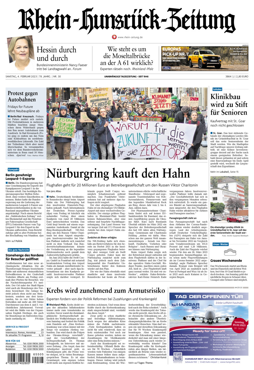 Rhein-Hunsrück-Zeitung vom Samstag, 04.02.2023