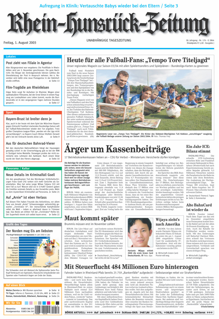 Rhein-Hunsrück-Zeitung vom Freitag, 01.08.2003