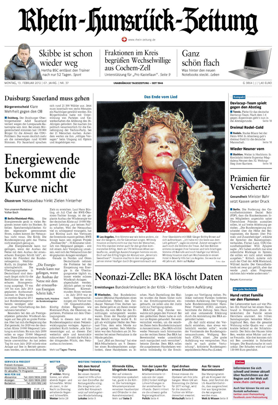 Rhein-Hunsrück-Zeitung vom Montag, 13.02.2012