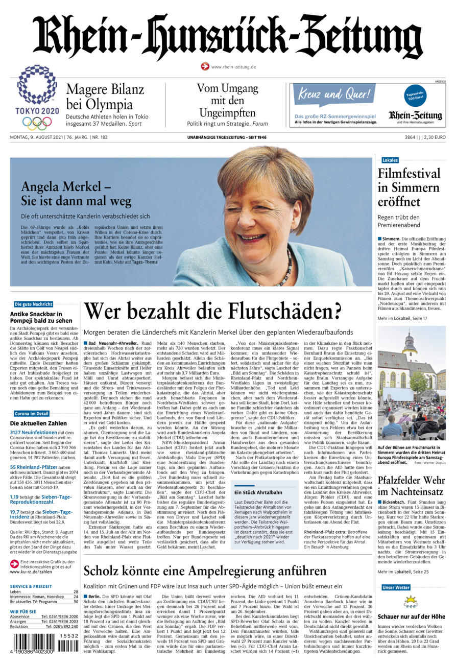 Rhein-Hunsrück-Zeitung vom Montag, 09.08.2021