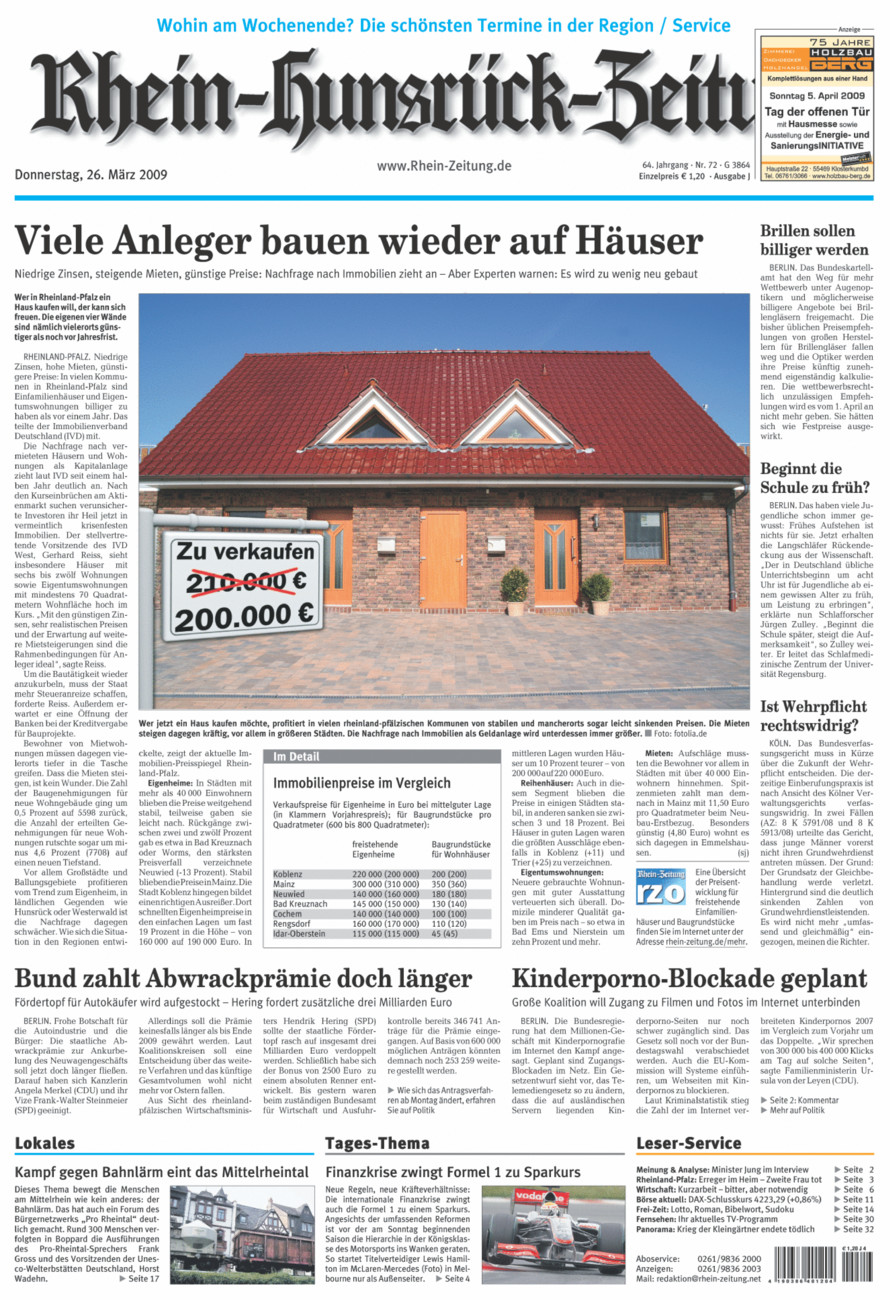 Rhein-Hunsrück-Zeitung vom Donnerstag, 26.03.2009