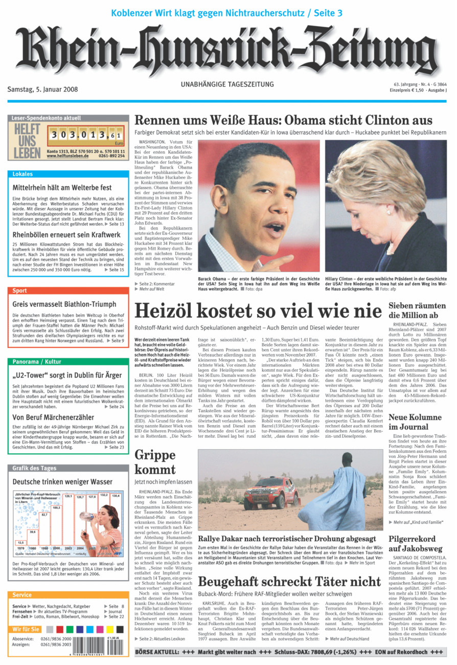 Rhein-Hunsrück-Zeitung vom Samstag, 05.01.2008