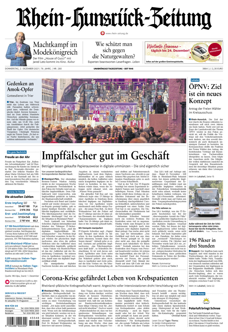 Rhein-Hunsrück-Zeitung vom Donnerstag, 02.12.2021