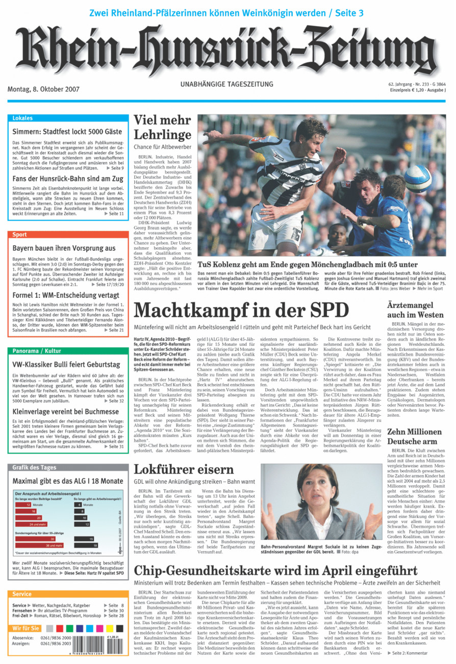 Rhein-Hunsrück-Zeitung vom Montag, 08.10.2007