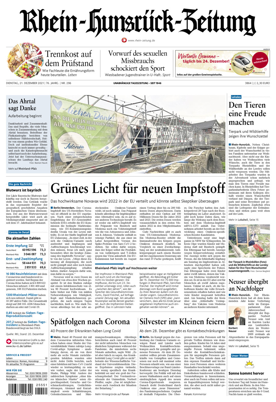 Rhein-Hunsrück-Zeitung vom Dienstag, 21.12.2021