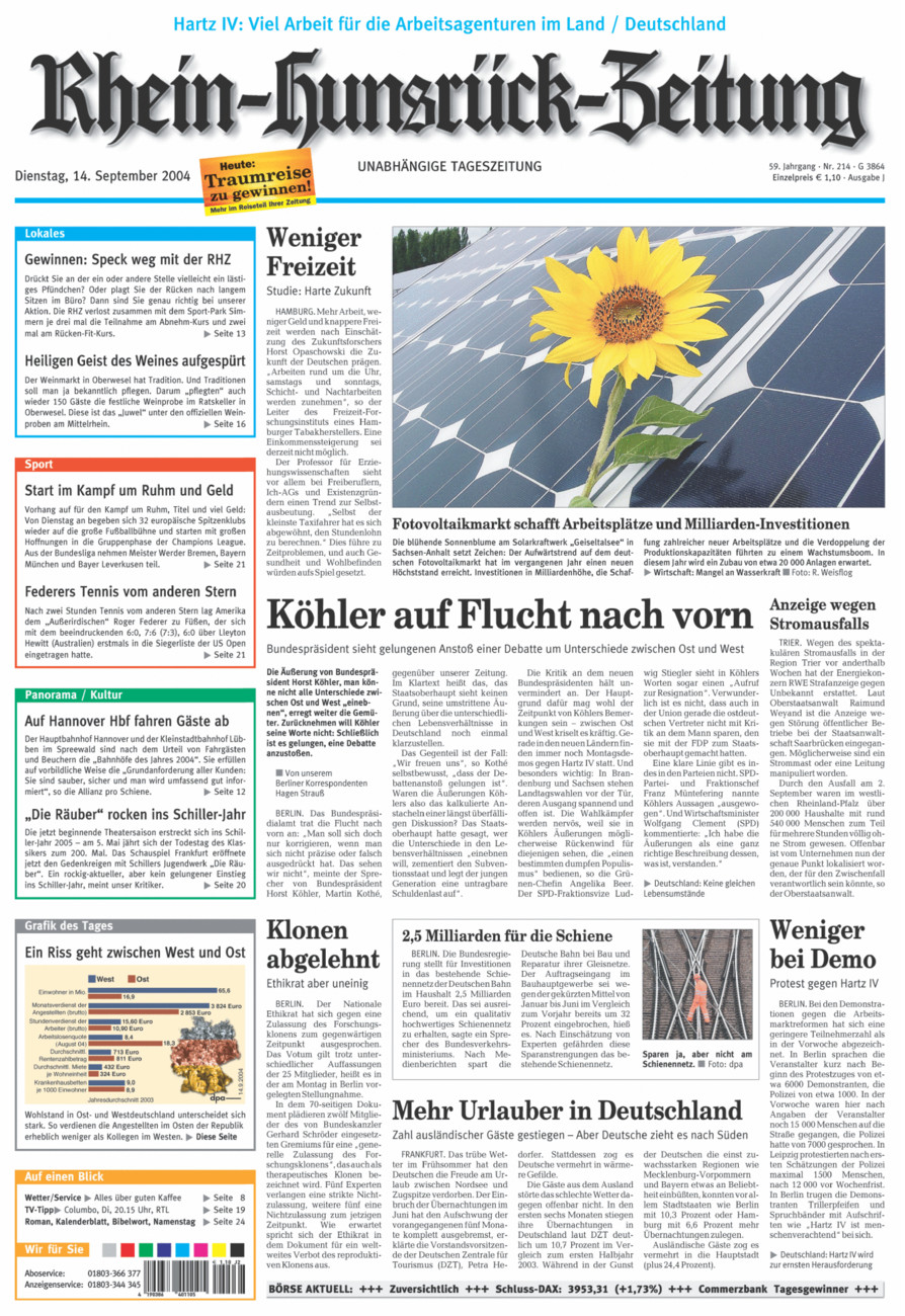 Rhein-Hunsrück-Zeitung vom Dienstag, 14.09.2004