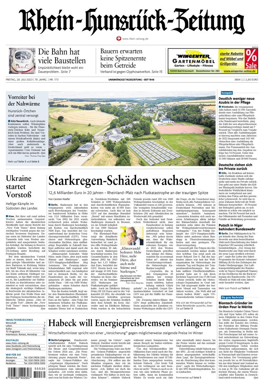 Rhein-Hunsrück-Zeitung vom Freitag, 28.07.2023