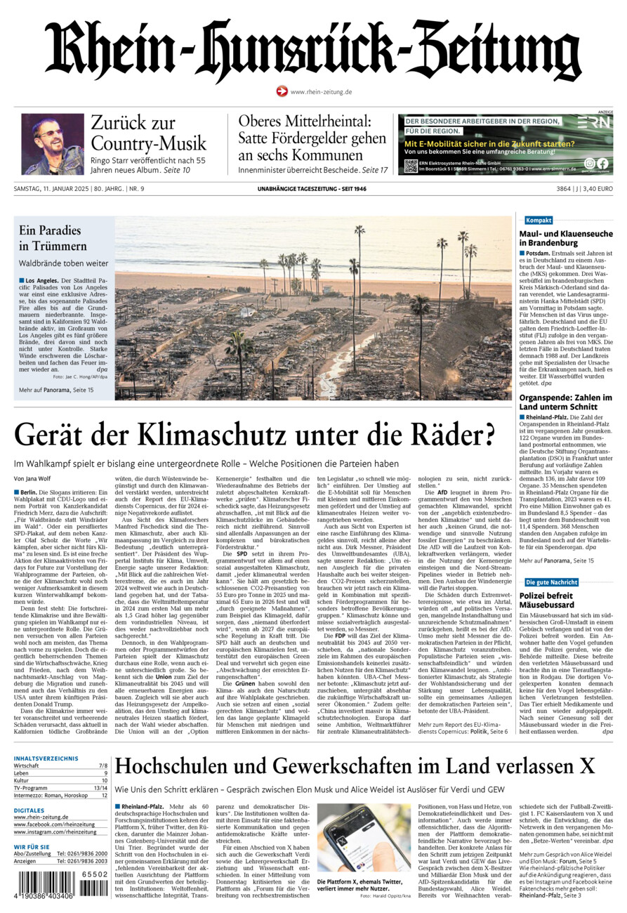 Rhein-Hunsrück-Zeitung vom Samstag, 11.01.2025