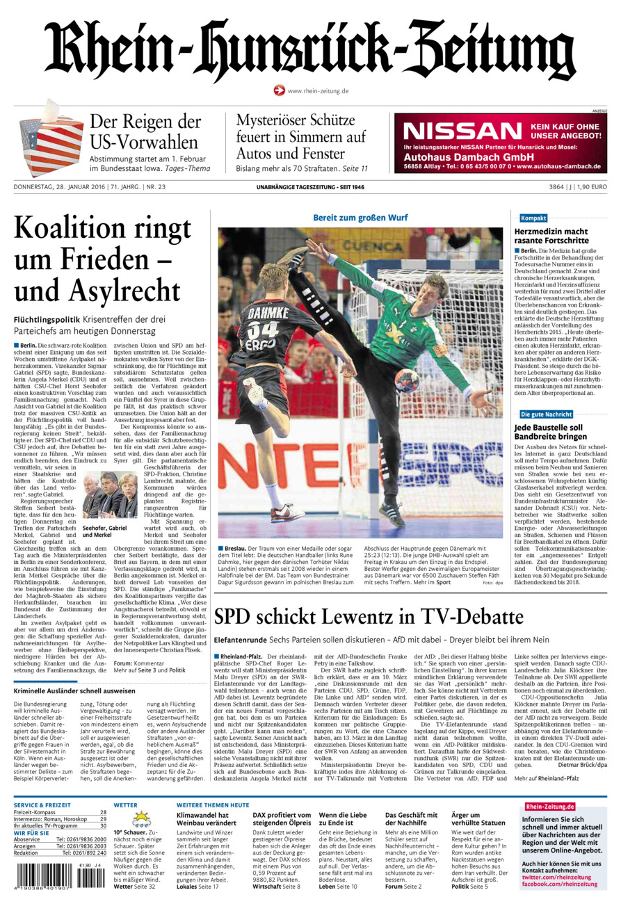 Rhein-Hunsrück-Zeitung vom Donnerstag, 28.01.2016