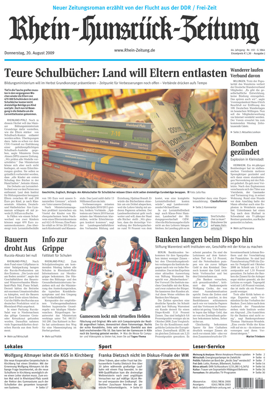 Rhein-Hunsrück-Zeitung vom Donnerstag, 20.08.2009
