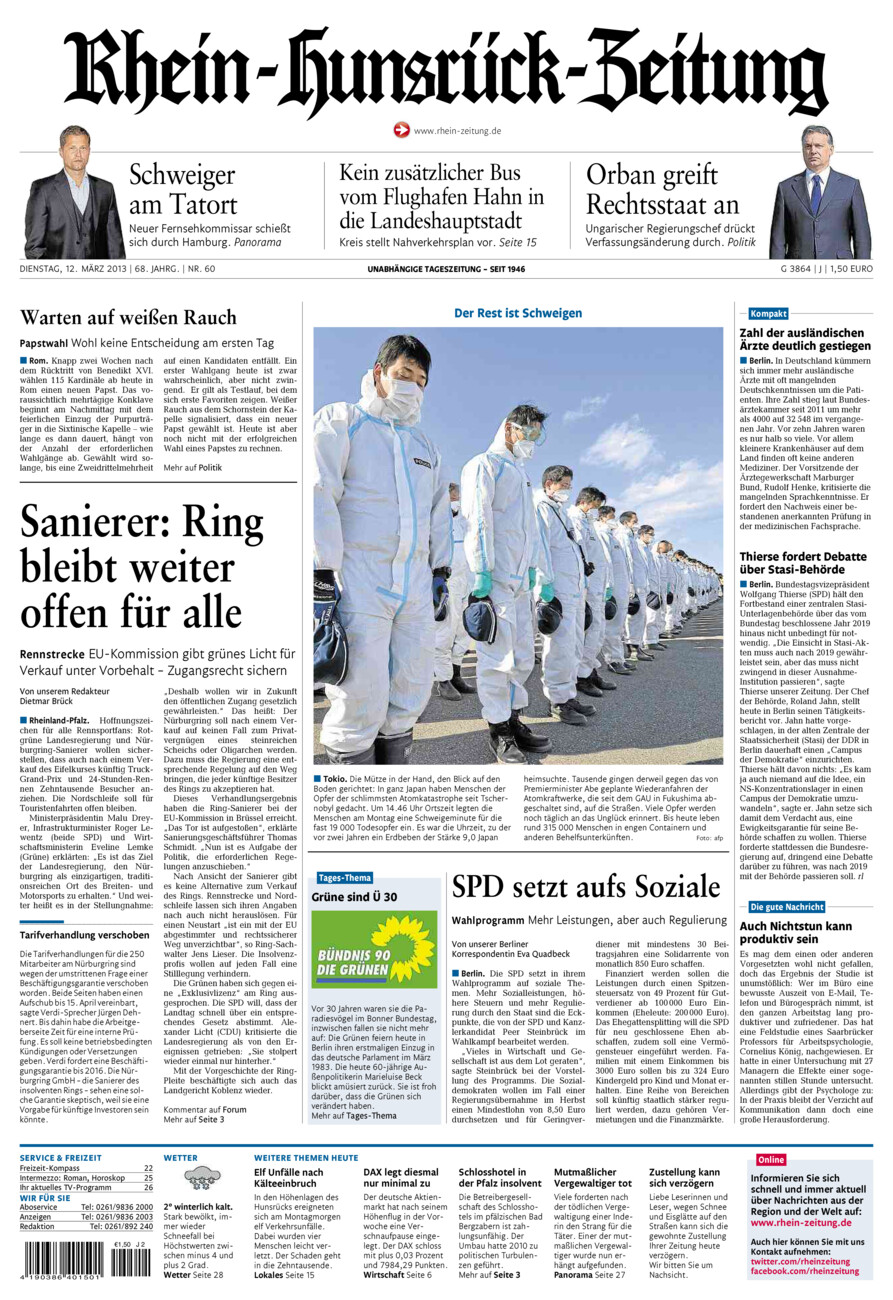Rhein-Hunsrück-Zeitung vom Dienstag, 12.03.2013