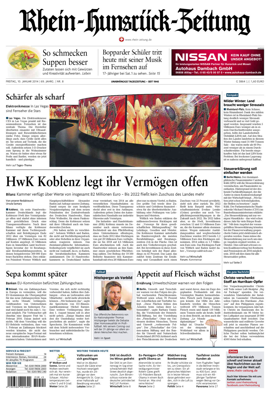 Rhein-Hunsrück-Zeitung vom Freitag, 10.01.2014
