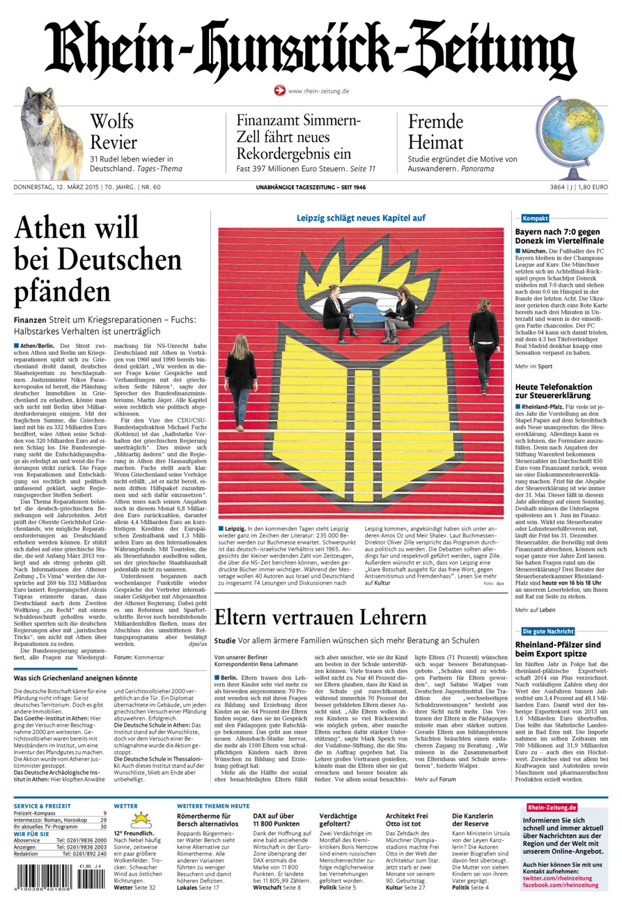 Rhein-Hunsrück-Zeitung vom Donnerstag, 12.03.2015