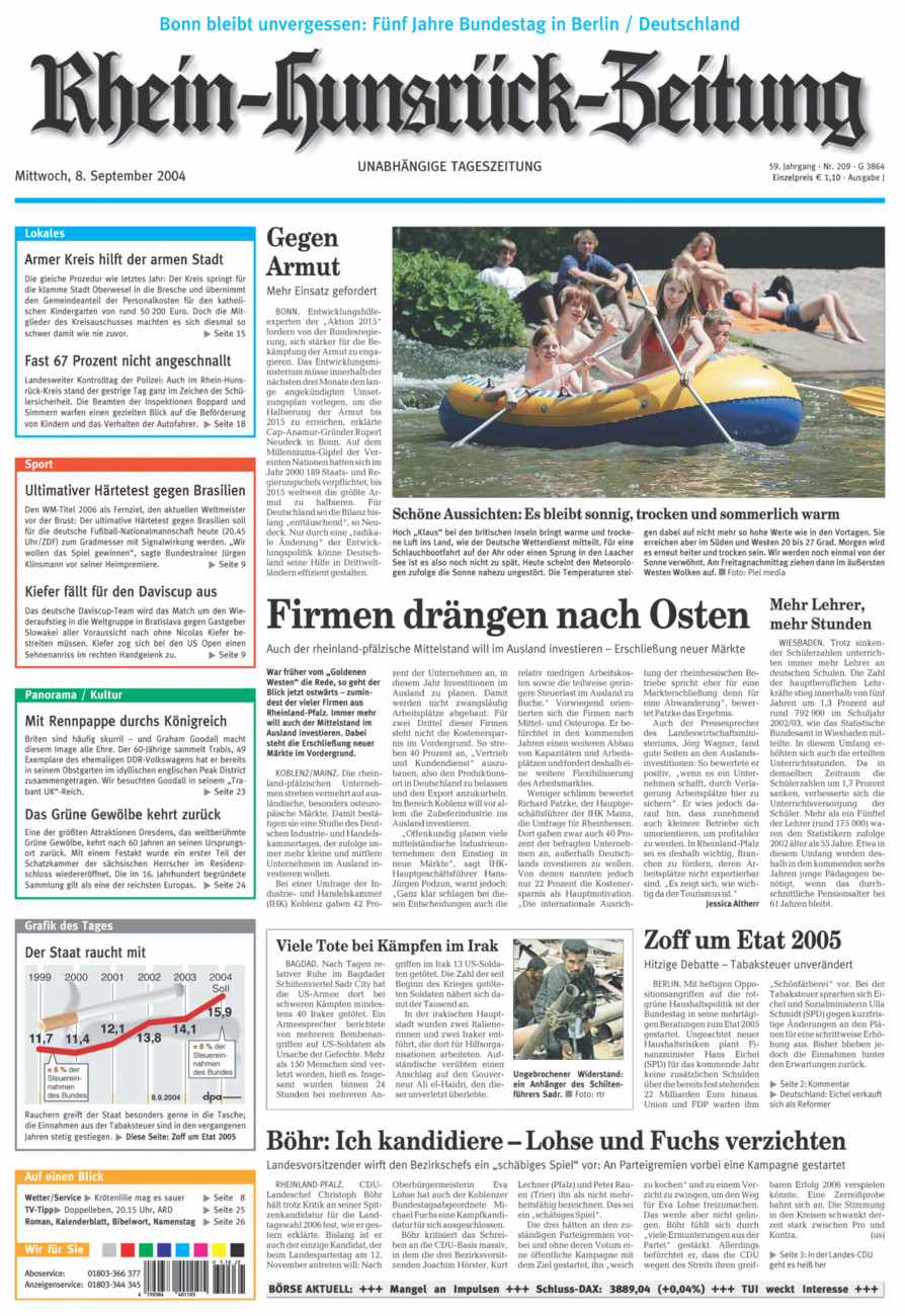 Rhein-Hunsrück-Zeitung vom Mittwoch, 08.09.2004