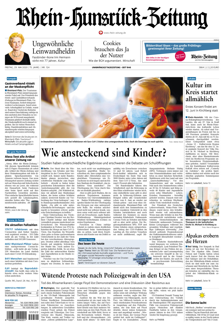 Rhein-Hunsrück-Zeitung vom Freitag, 29.05.2020