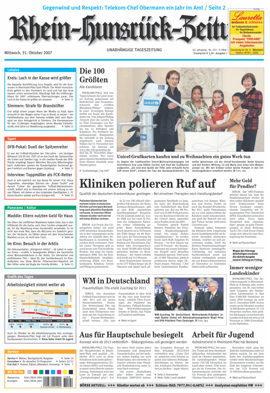 Rhein-Hunsrück-Zeitung vom Mittwoch, 31.10.2007