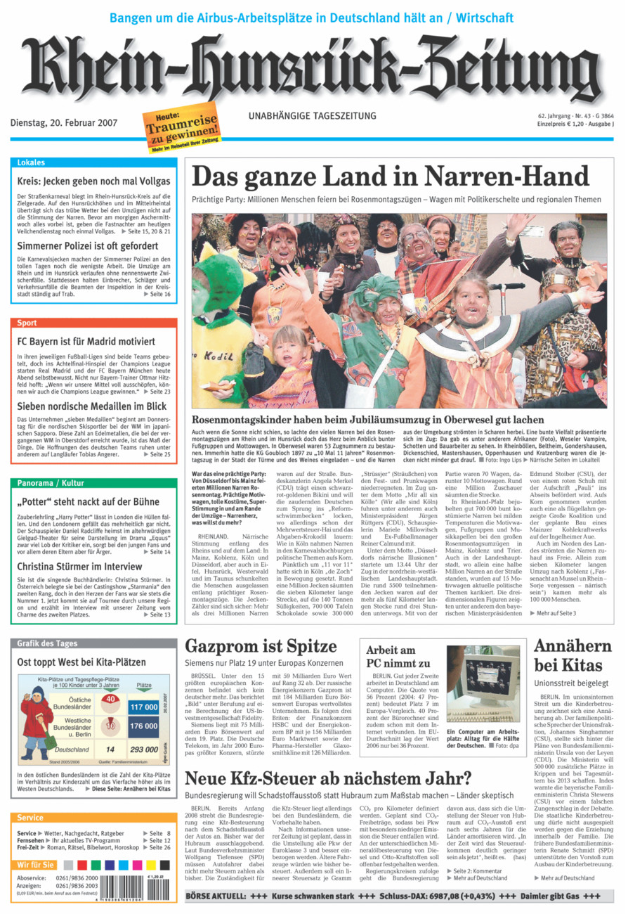 Rhein-Hunsrück-Zeitung vom Dienstag, 20.02.2007