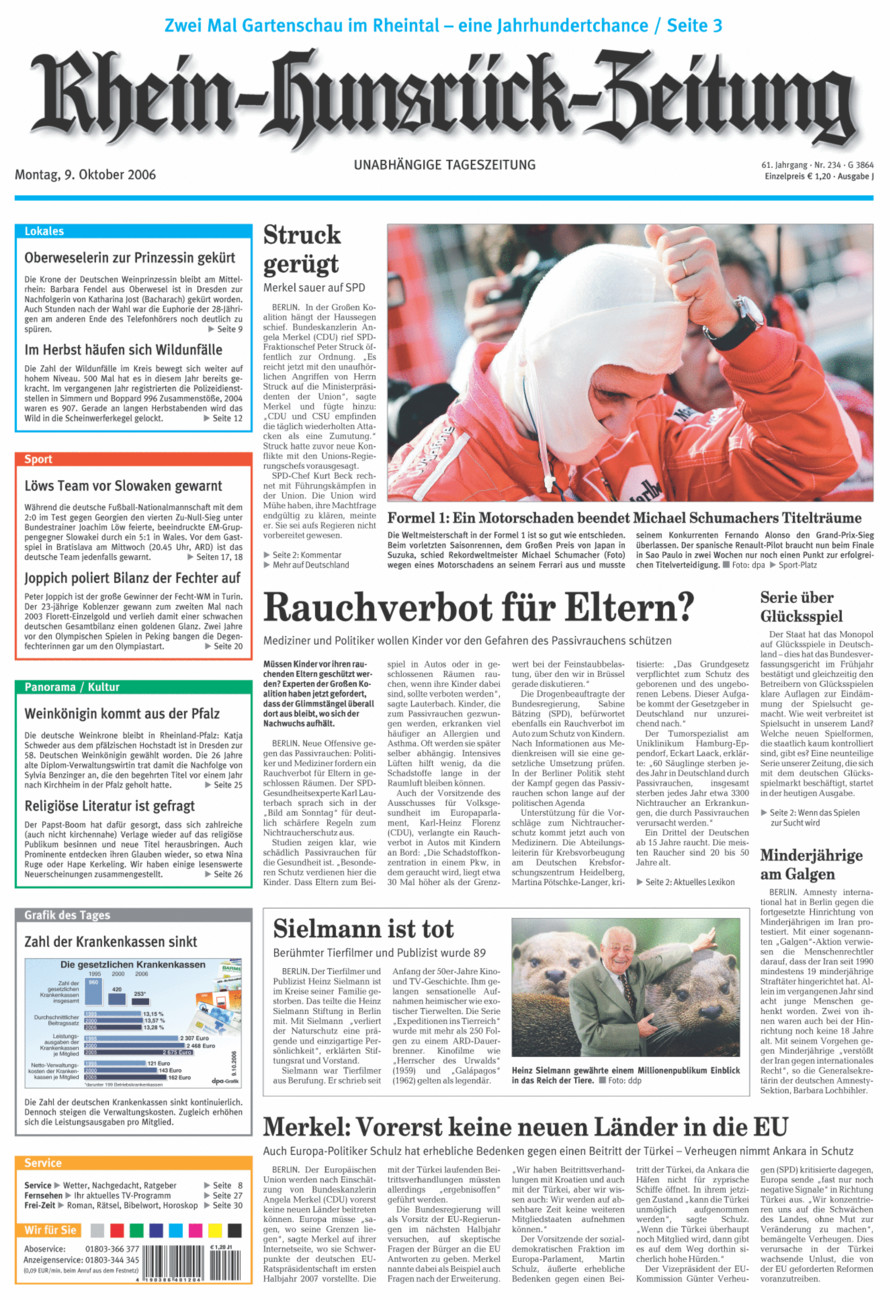 Rhein-Hunsrück-Zeitung vom Montag, 09.10.2006
