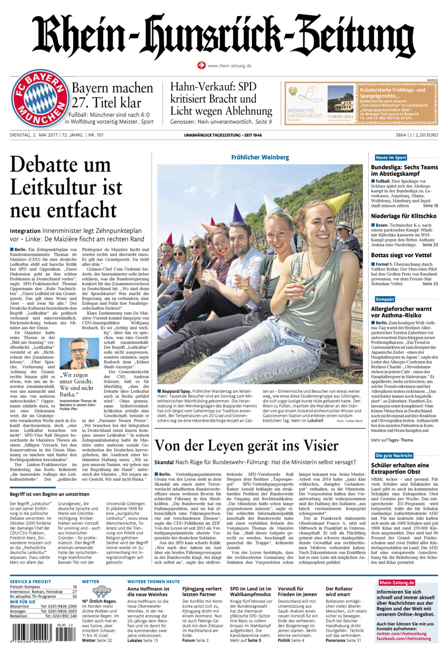 Rhein-Hunsrück-Zeitung vom Dienstag, 02.05.2017