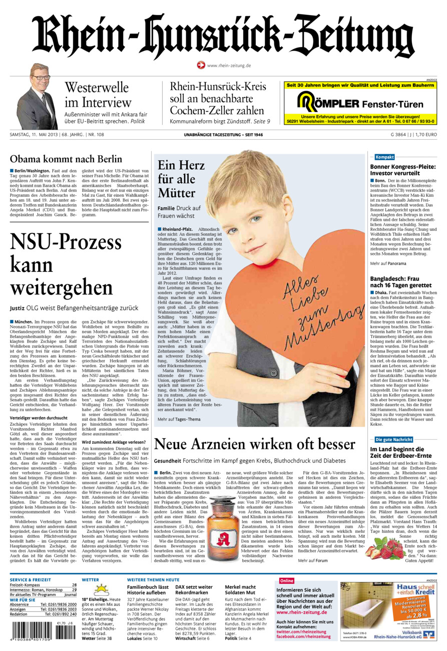Rhein-Hunsrück-Zeitung vom Samstag, 11.05.2013