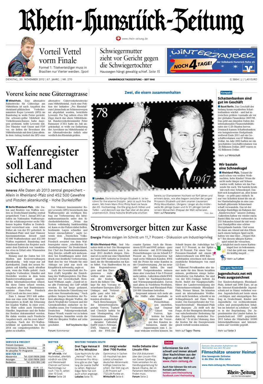 Rhein-Hunsrück-Zeitung vom Dienstag, 20.11.2012