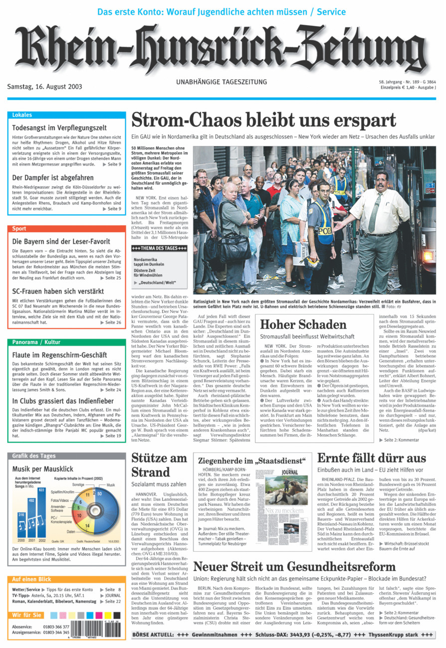 Rhein-Hunsrück-Zeitung vom Samstag, 16.08.2003