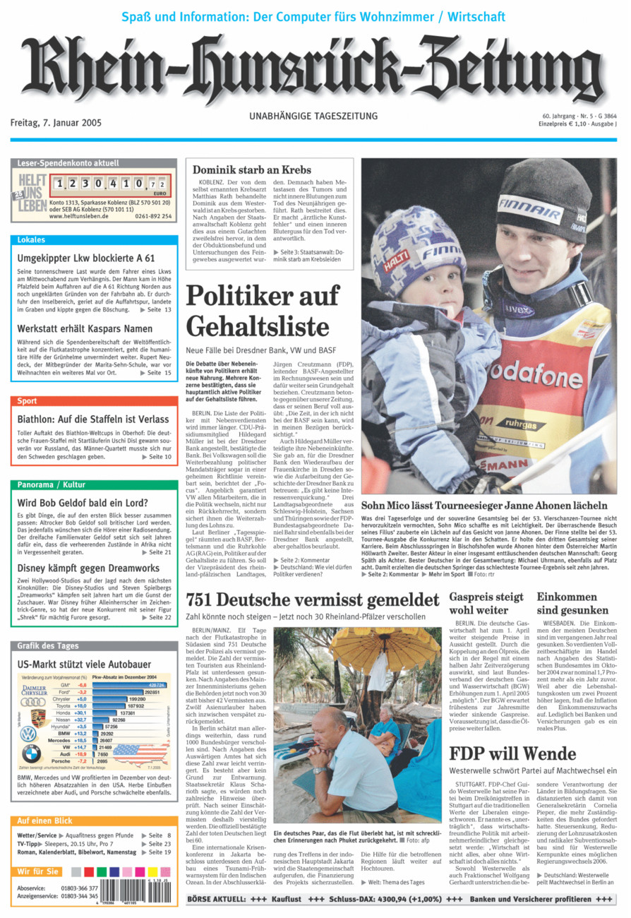 Rhein-Hunsrück-Zeitung vom Freitag, 07.01.2005