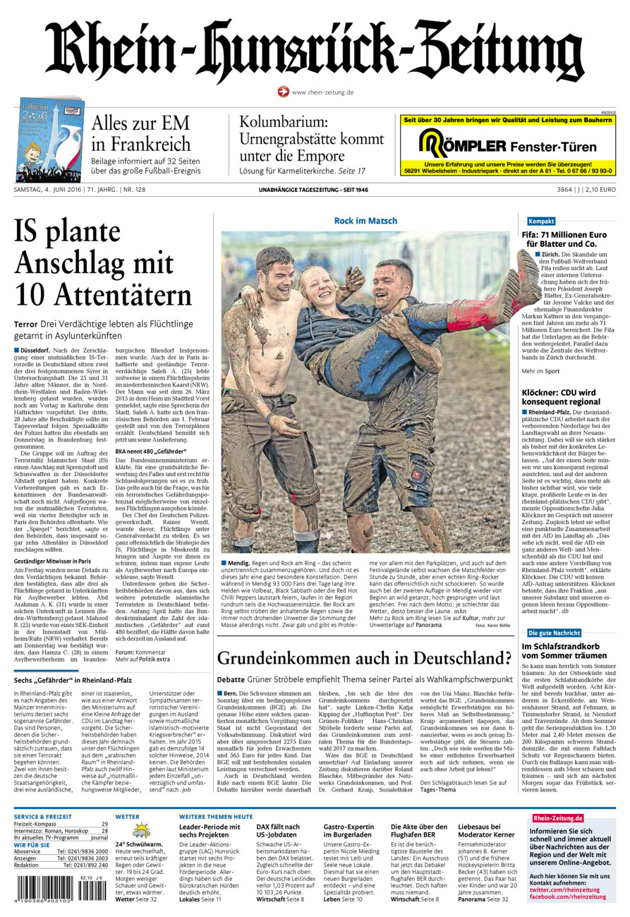 Rhein-Hunsrück-Zeitung vom Samstag, 04.06.2016