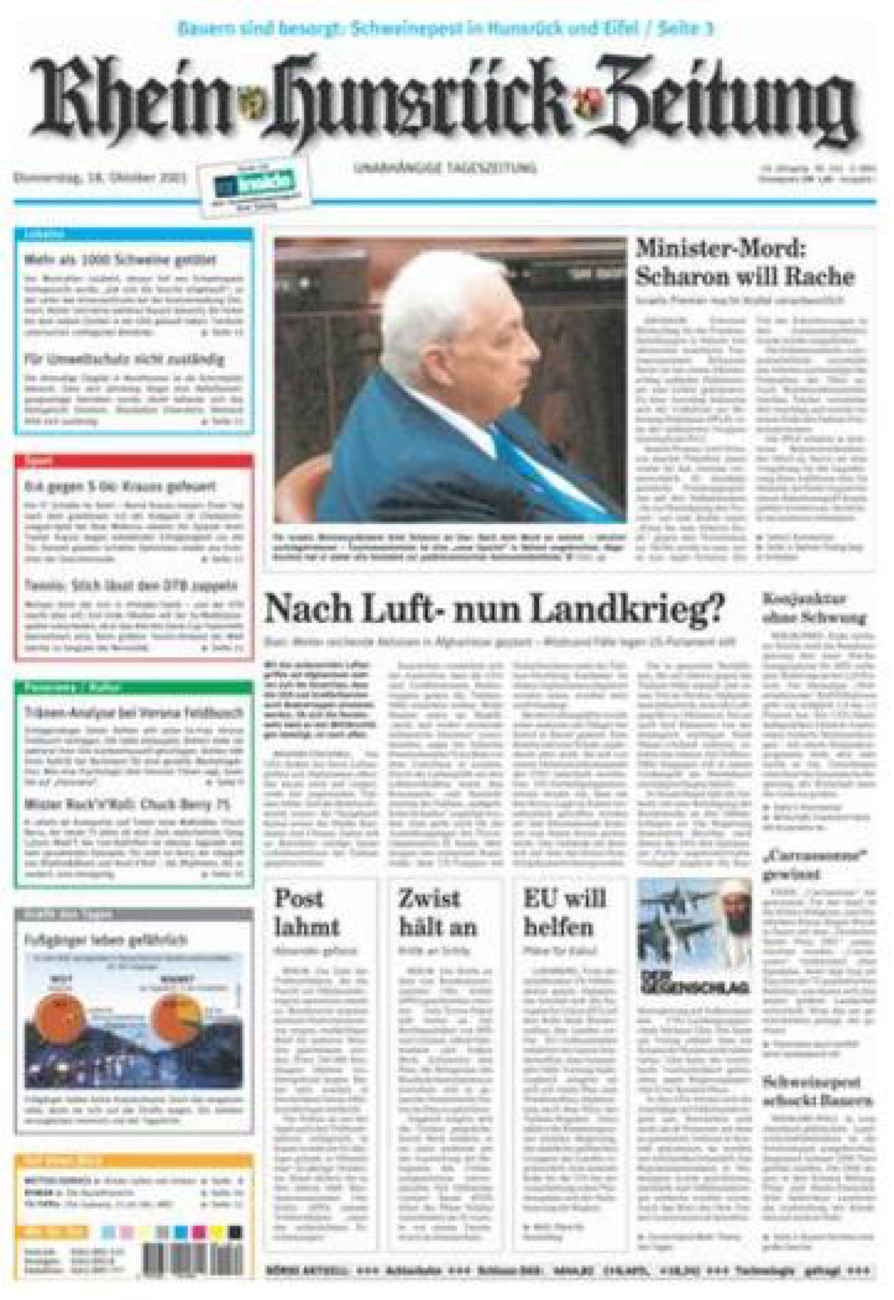 Rhein-Hunsrück-Zeitung vom Donnerstag, 18.10.2001
