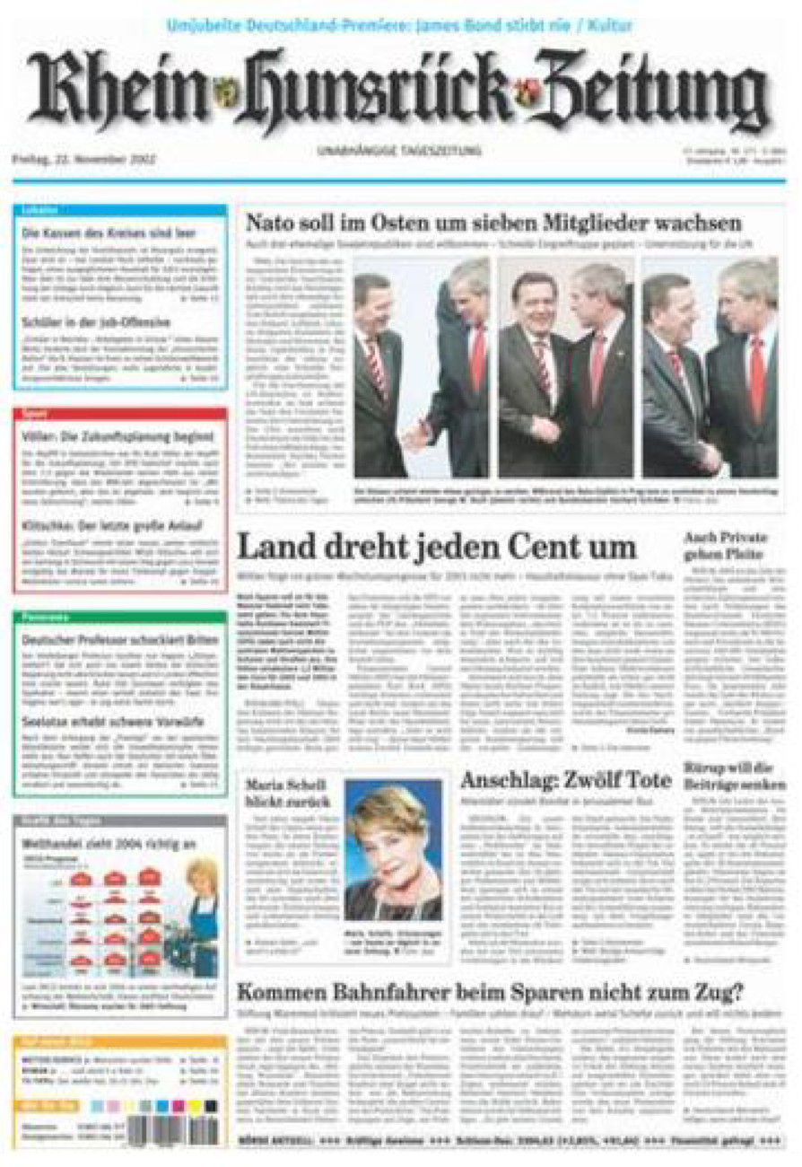 Rhein-Hunsrück-Zeitung vom Freitag, 22.11.2002