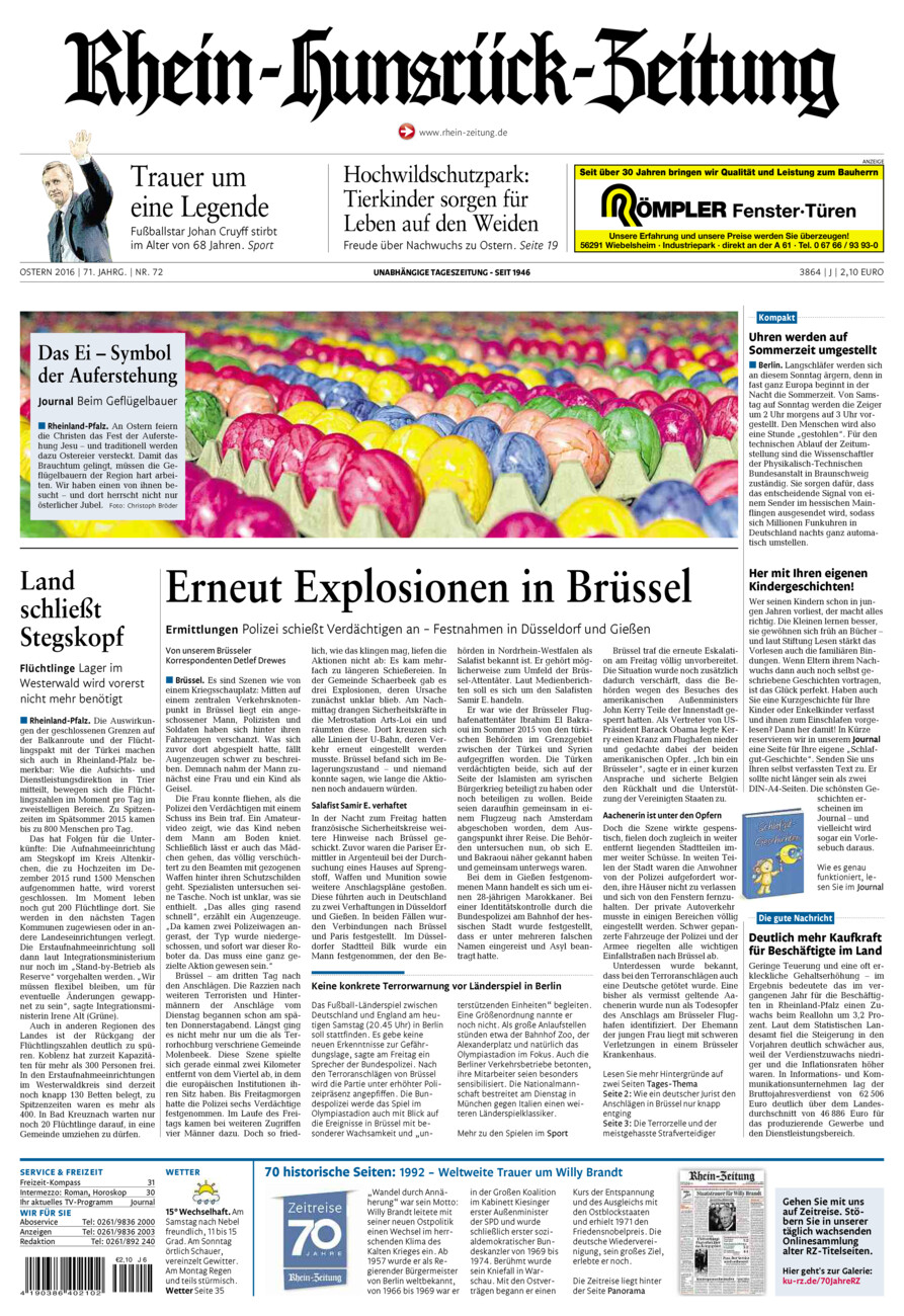 Rhein-Hunsrück-Zeitung vom Samstag, 26.03.2016
