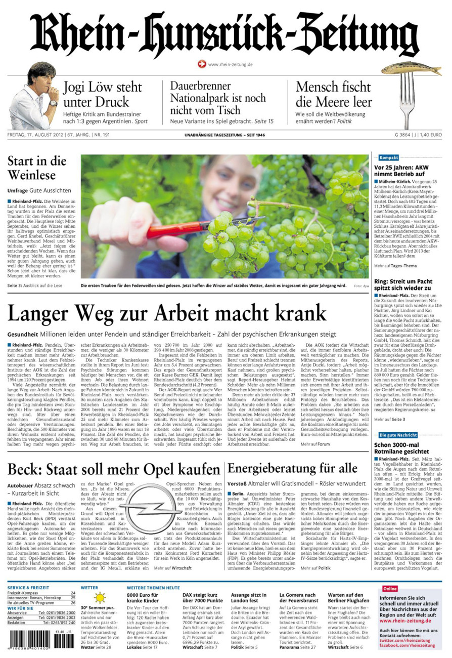 Rhein-Hunsrück-Zeitung vom Freitag, 17.08.2012