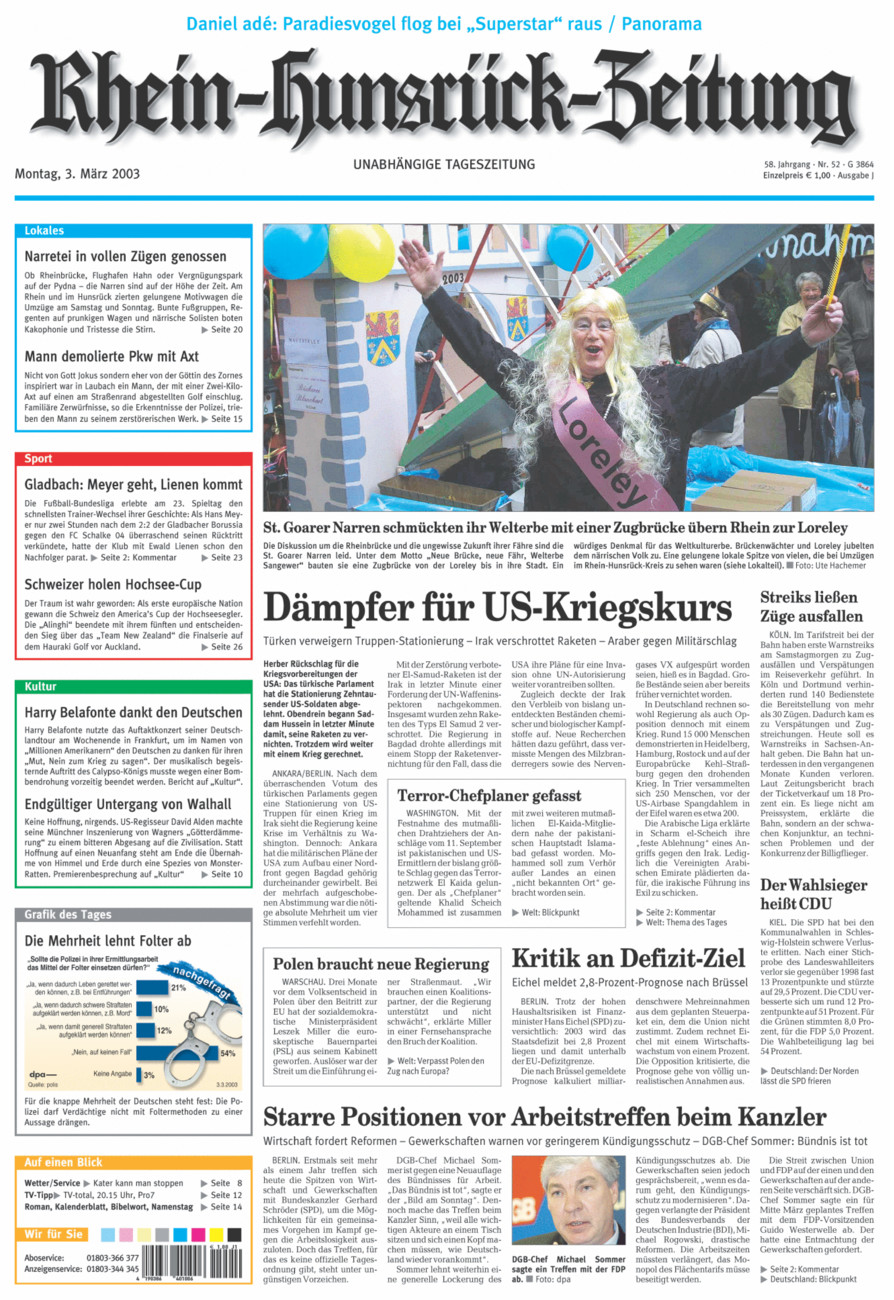 Rhein-Hunsrück-Zeitung vom Montag, 03.03.2003