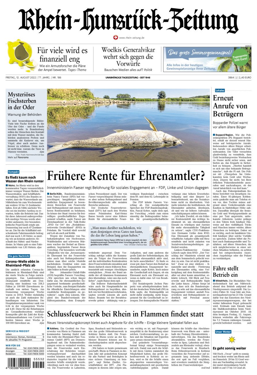 Rhein-Hunsrück-Zeitung vom Freitag, 12.08.2022