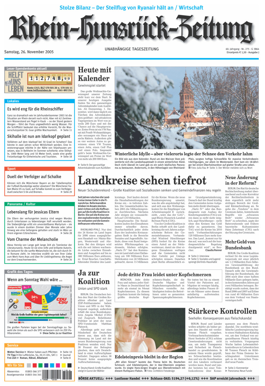 Rhein-Hunsrück-Zeitung vom Samstag, 26.11.2005